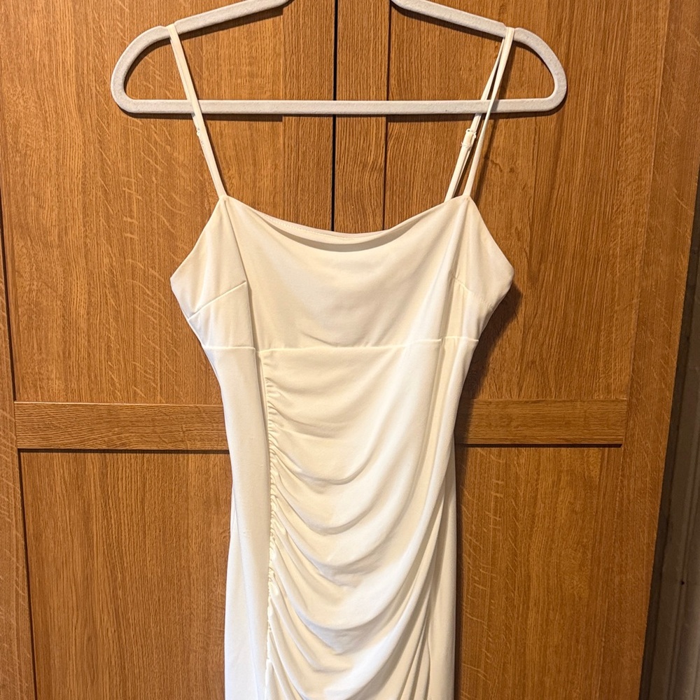 B Darlin White Ruched Dress